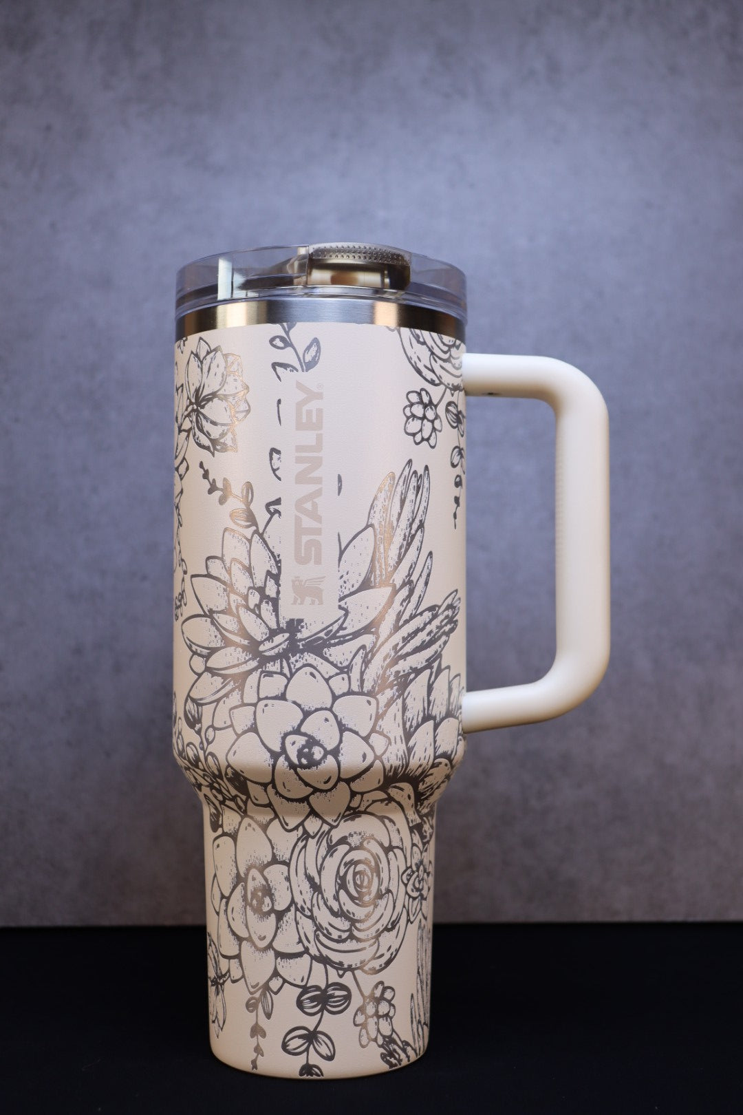 Succulents on Cream 40oz Stanley ProTour