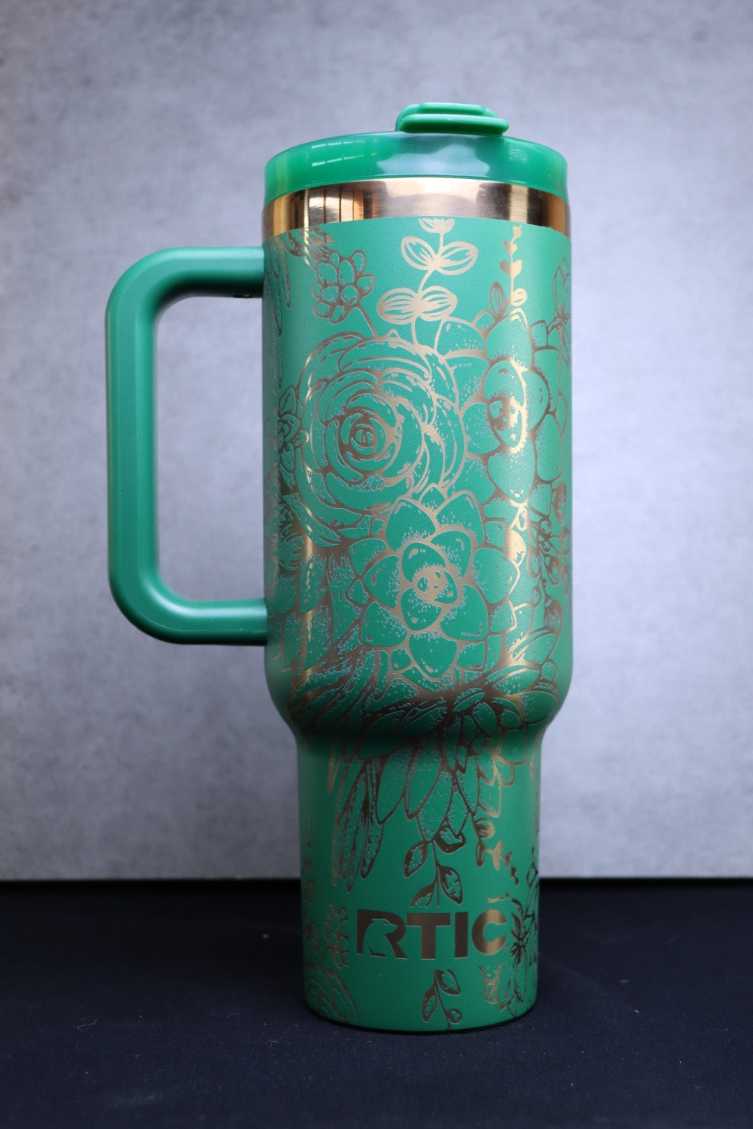 Succulents on Green & Gold RTIC 40oz Ceramic