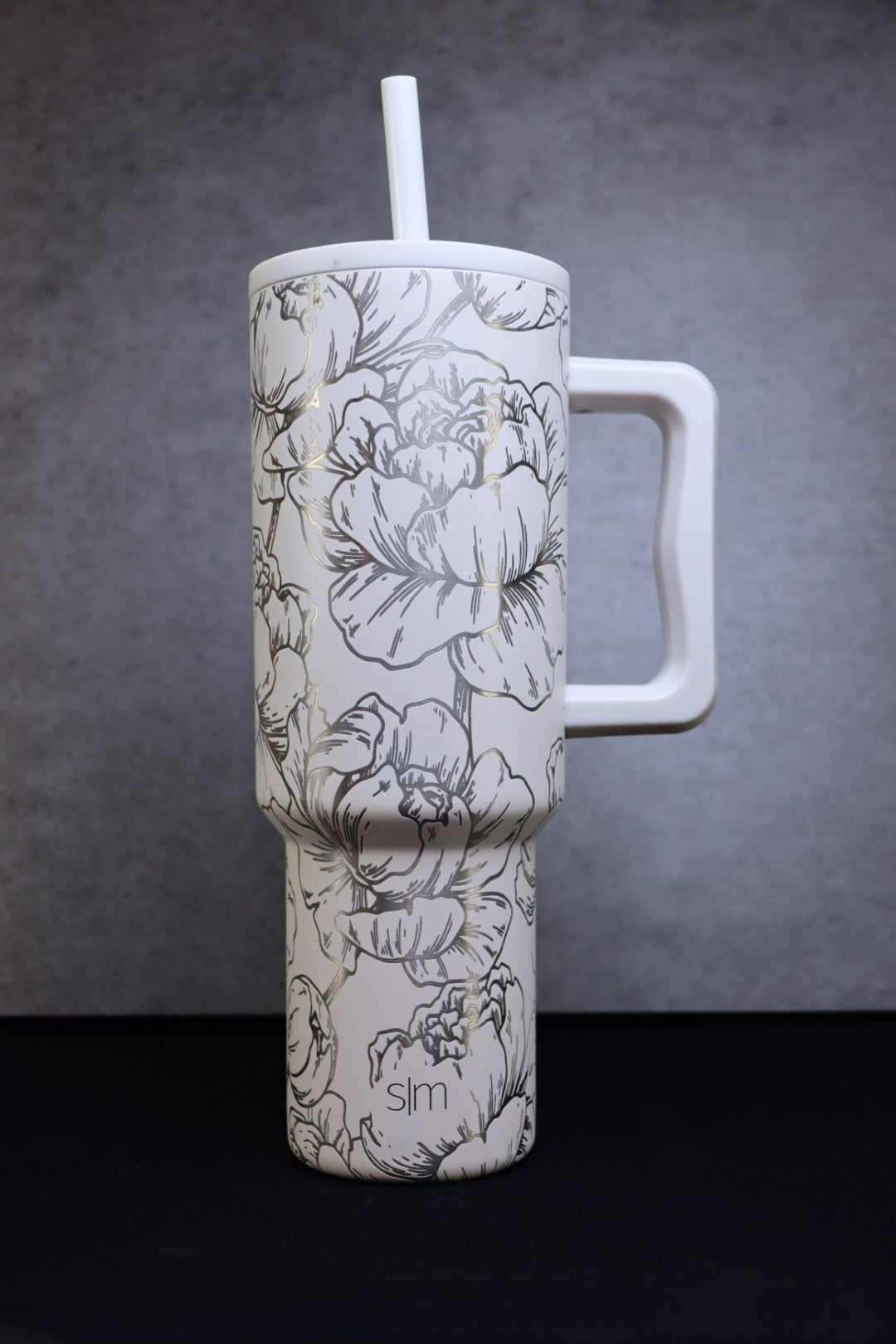 Peonies on White 40oz Simple Modern