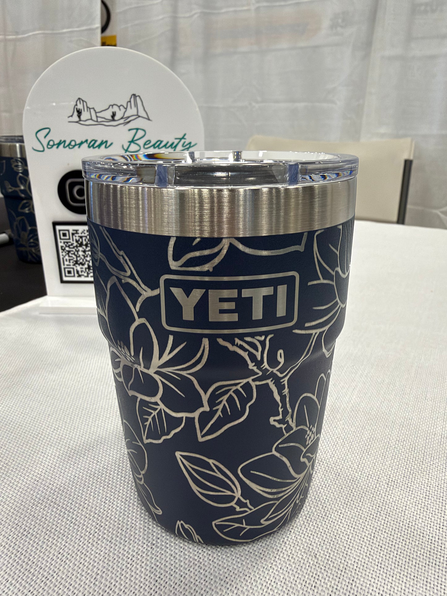 Yeti 16oz Stackable Navy Magnolias
