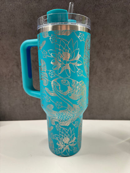 Fishes & Flowers on Teal 40oz Stanley