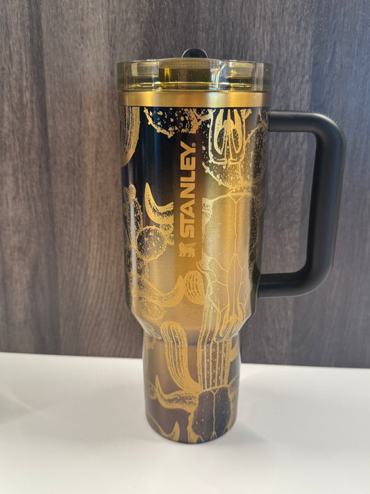 Cacti & Cow Skull on Honey Gold 40oz Stanley Protour