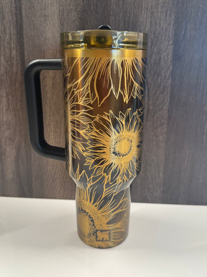 Sunflowers on 40oz Honey Gold Stanley Protour