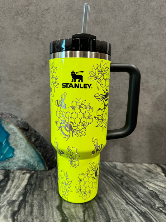 Honey Bees on Yellow Neon 40oz Stanley