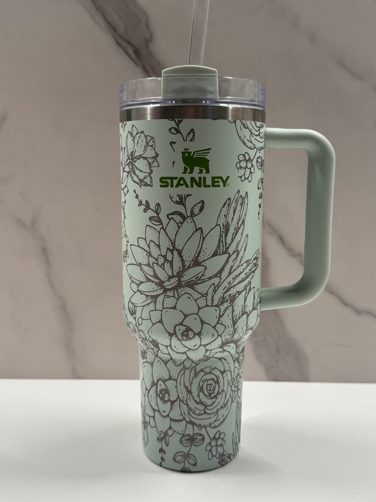 Succulents on Green Divine 40oz Stanley