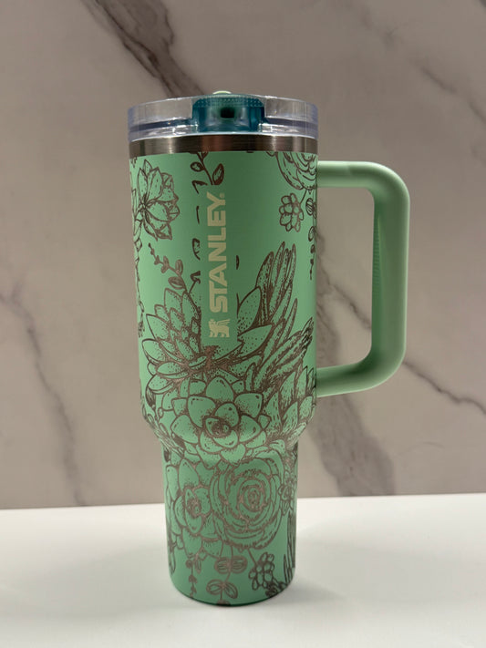 Succulents on Pistacio 40oz Stanley Protour