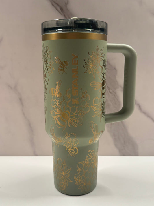 Floral Bees on Sage 40oz Stanley Protour