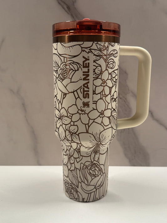 Wildflowers on Cream Rose Gold 40oz Stanley Protour