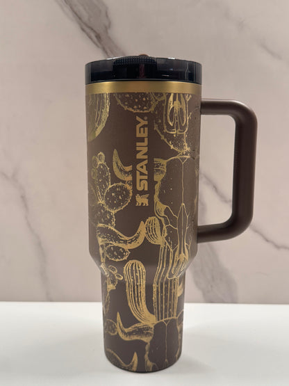 Cow Skull & Cacti on Espresso 40oz Stanley Protour