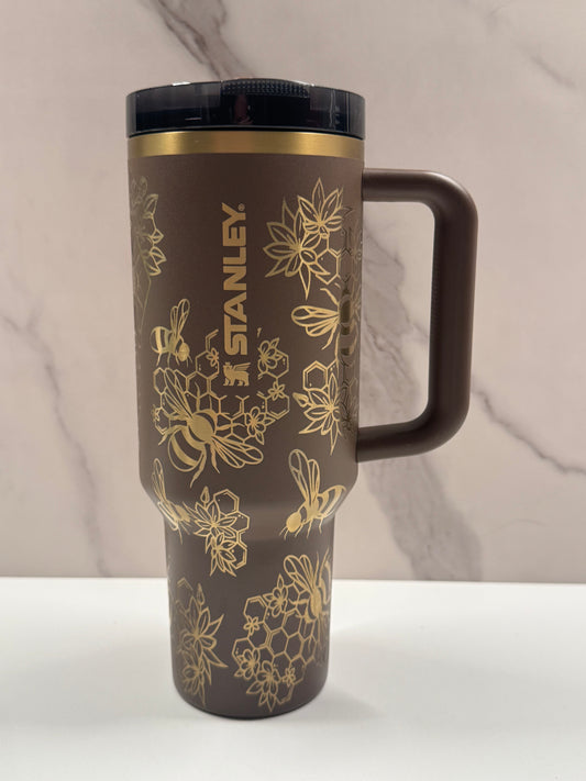 Floral Bees on Espresso 40oz Stanley Protour