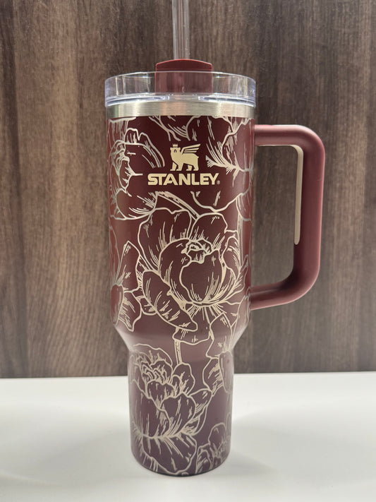 Peonies on Maroon 40oz Stanley