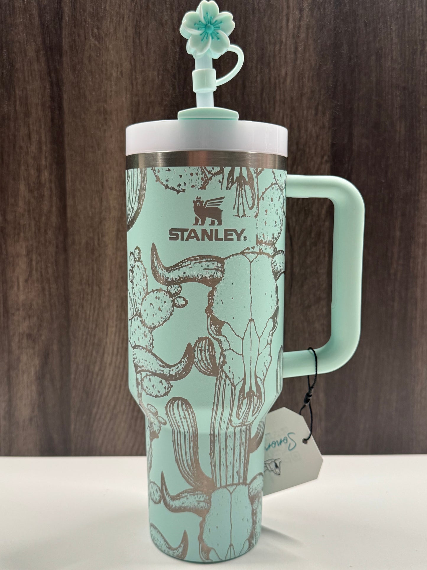 Cow Skull & Cacti on Mint 40oz Stanley