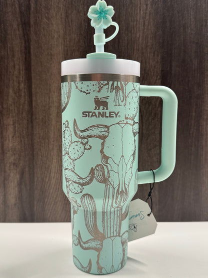 Cow Skull & Cacti on Mint 40oz Stanley