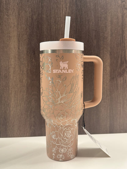 Succulents on Almond Rose 40oz Stanley