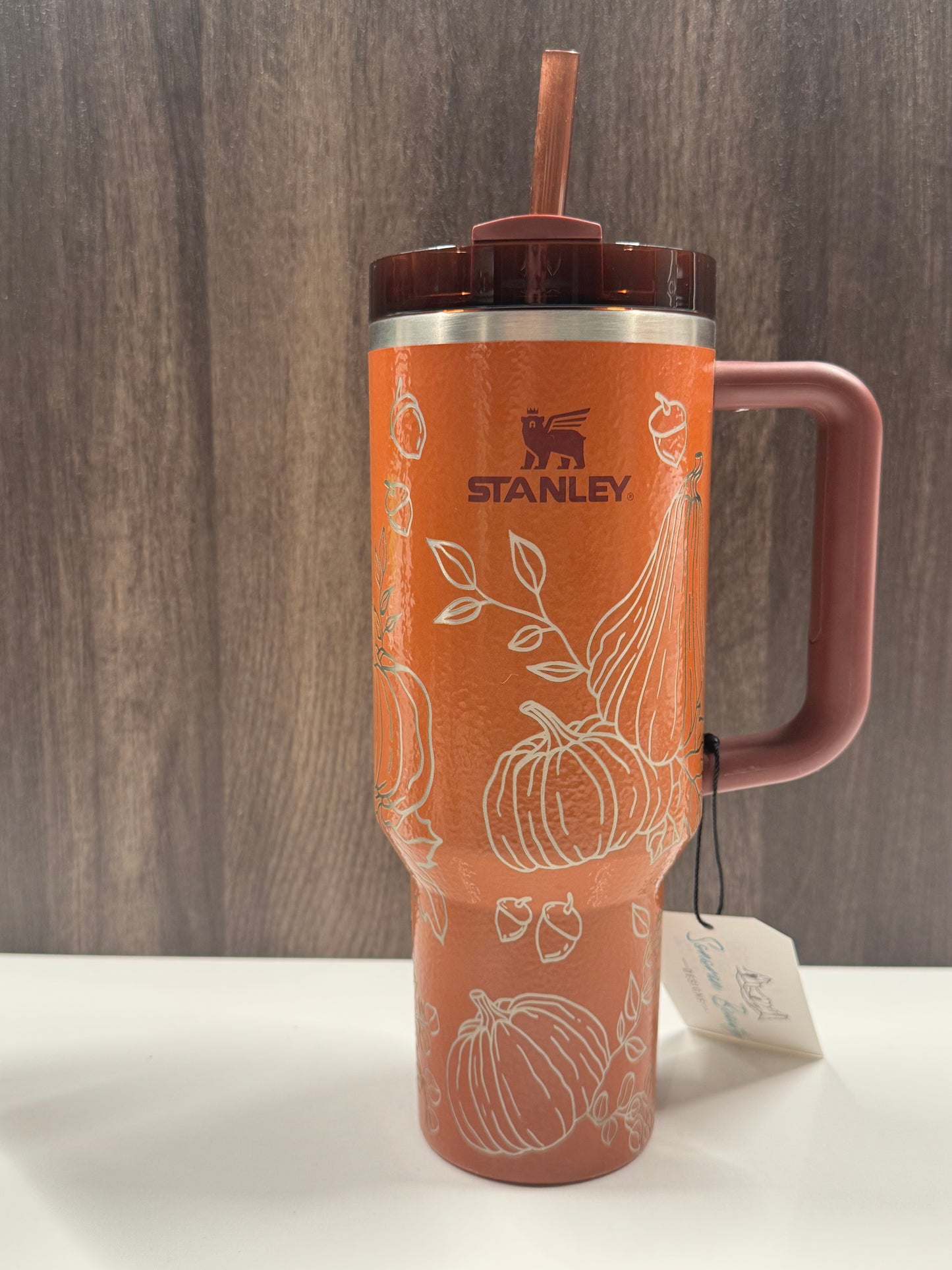 Fall Pumpkins on Orange Hammertone 40oz Stanley