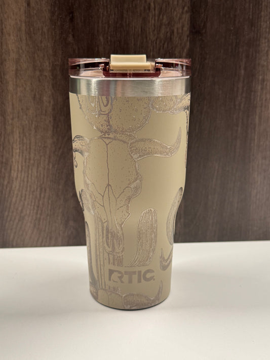 Cow Skull & Cacti on Beach 30oz RTIC Ceramic