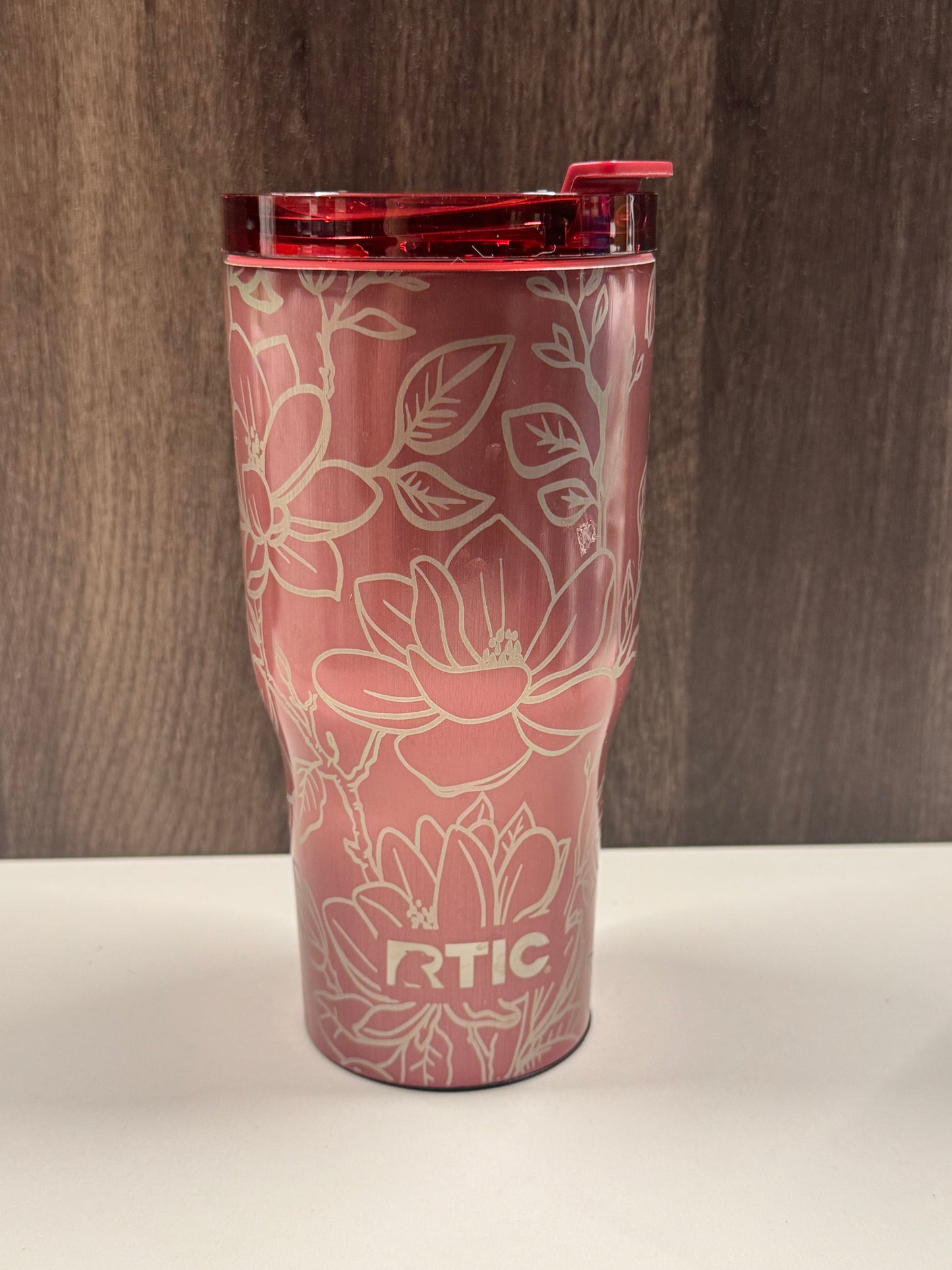 Magnolias on Vintage Rose Metallic 30oz RTIC Ceramic