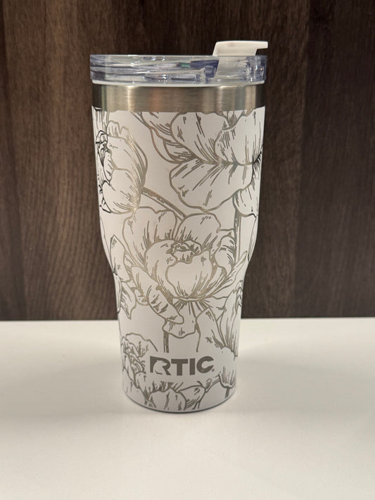 Peonies on White 30oz RTIC Ceramic