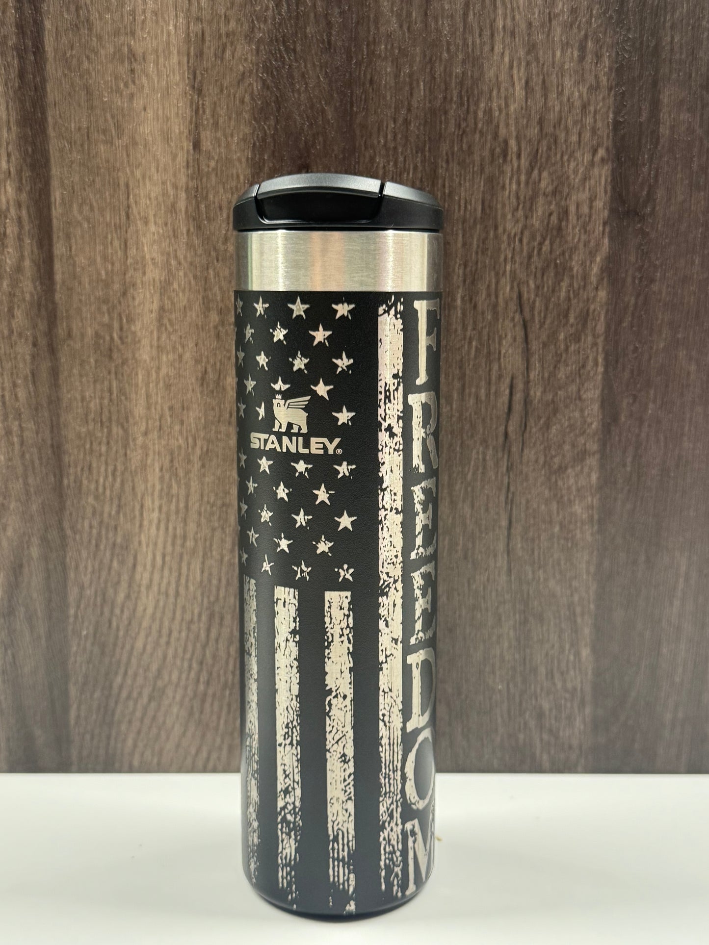 Flag & Eagle on Black 20oz Stanley Transit Bottle