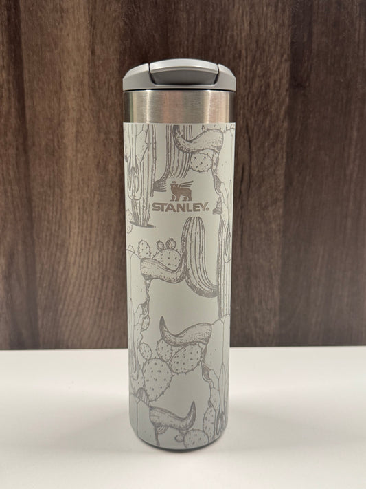 Cow Skull & Cacti on Grey Shimmer 20oz Transit Bottle