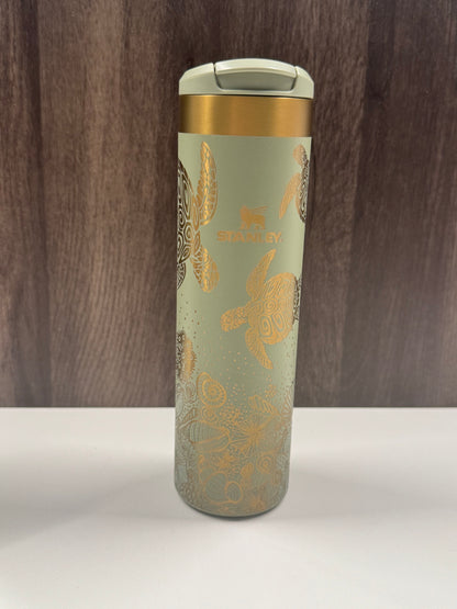 Sea Turtles & Shells on Sage 20oz Stanley Transit Bottle