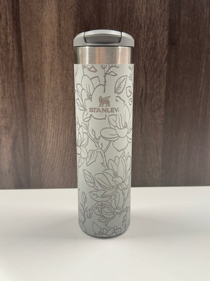 Magnolias on Grey Shimmer 20oz Stanley Transit Bottle