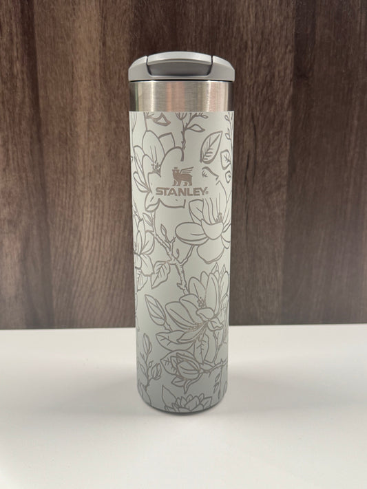Magnolias on Grey Shimmer 20oz Stanley Transit Bottle