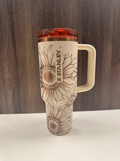 Sunflowers on Cream Rose Gold 40oz Protour