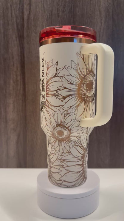 Sunflowers on Cream Rose Gold 40oz Protour