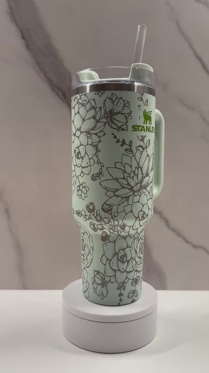 Succulents on Green Divine 40oz Stanley