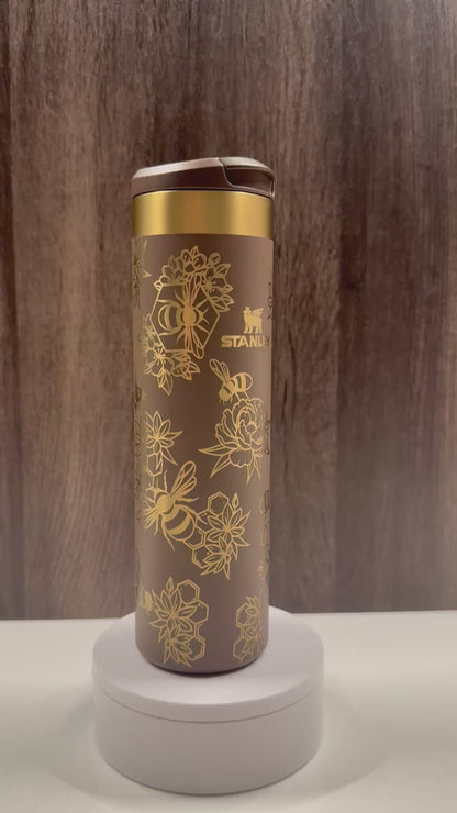 Floral Bees on Espresso 20oz Stanley Transit Bottle
