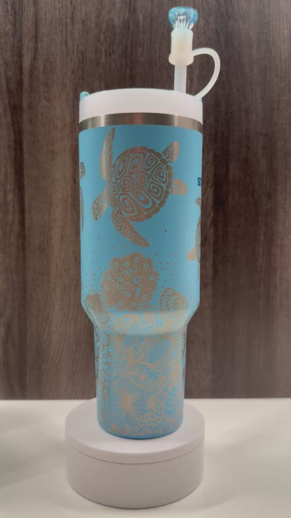 Seaturtles & Shells on Pool 40oz Stanley