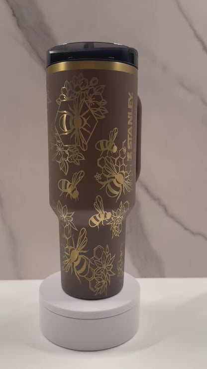 Floral Bees on Espresso 40oz Stanley Protour