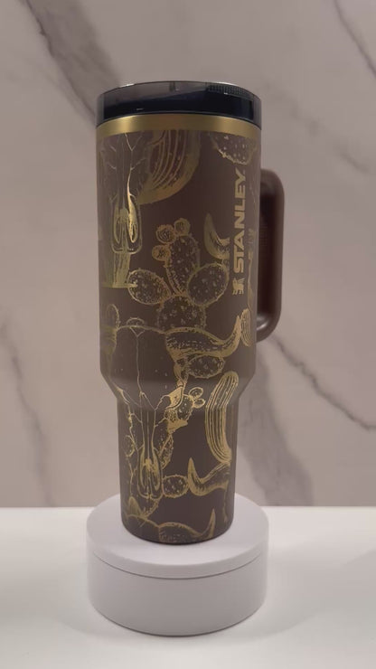 Cow Skull & Cacti on Espresso 40oz Stanley Protour