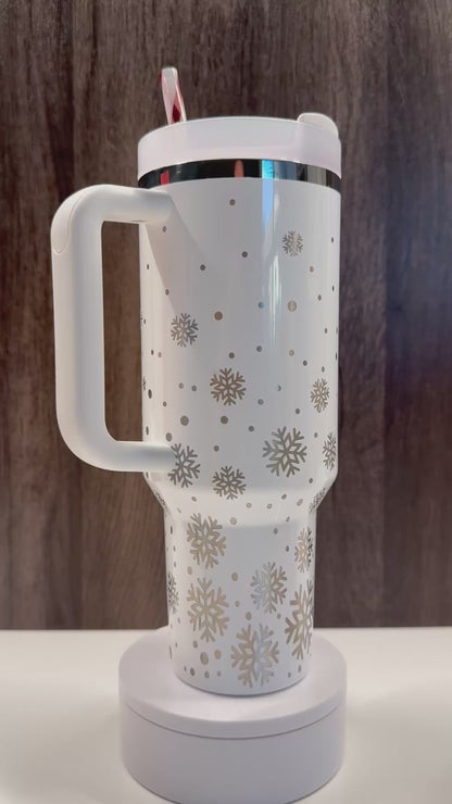 Snowflakes on Mistletoe Twist 40oz Stanley