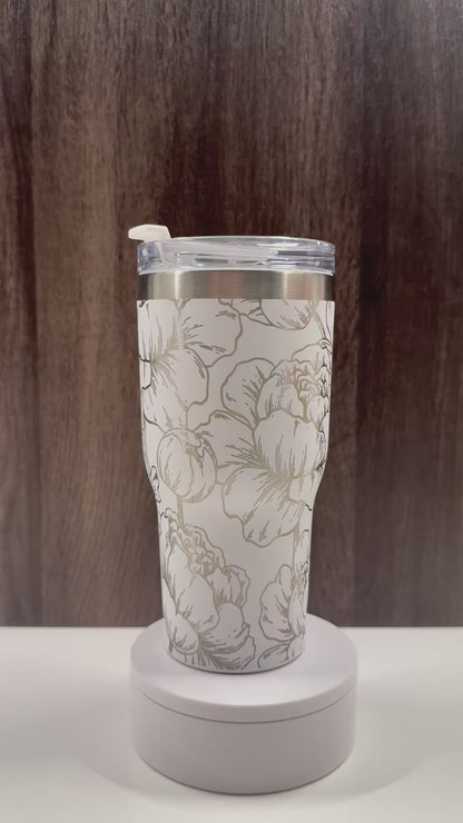 Peonies on White 30oz RTIC Ceramic