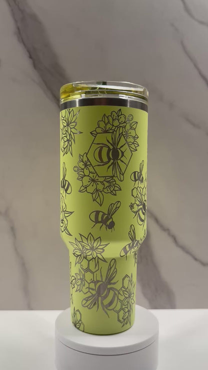 Floral Bees on Prickly Pear 40oz Stanley Protour