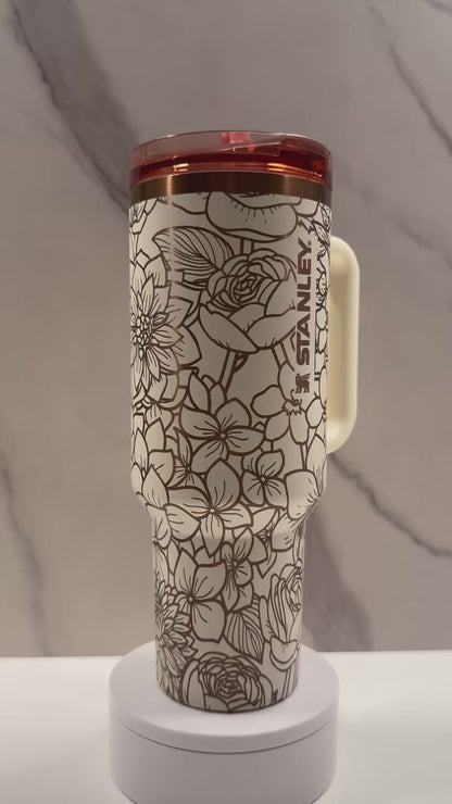 Wildflowers on Cream Rose Gold 40oz Stanley Protour