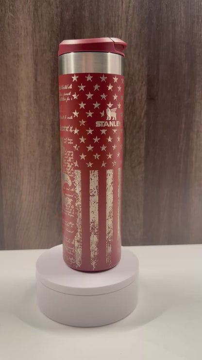 Flag & Eagle on Cranberry 20oz Stanley Transit Bottle