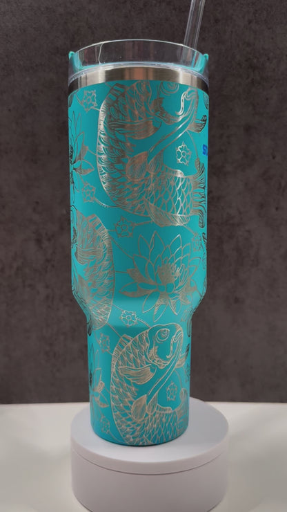 Fishes & Flowers on Teal 40oz Stanley