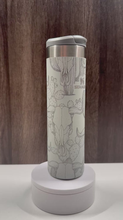 Cow Skull & Cacti on Grey Shimmer 20oz Transit Bottle