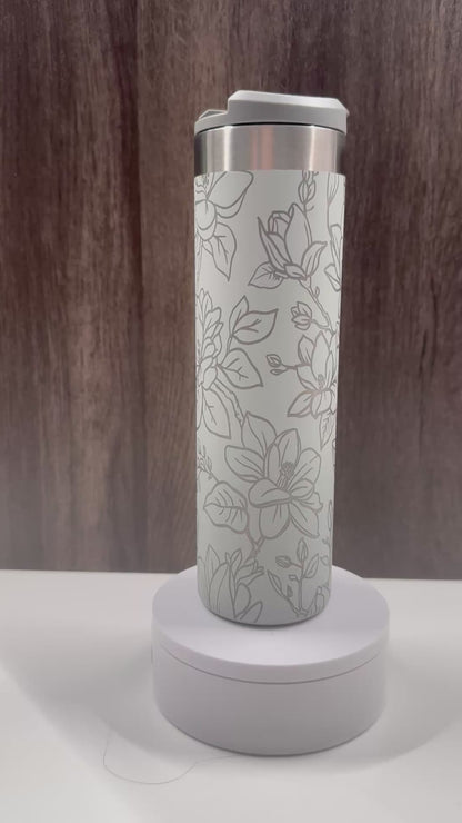 Magnolias on Grey Shimmer 20oz Stanley Transit Bottle