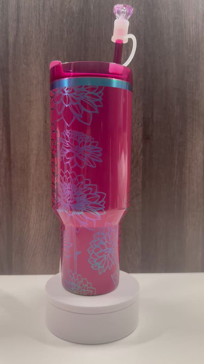 Dahlias on Valentine’s Pink Chroma 40oz Stanley