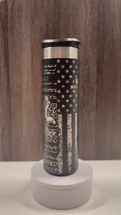 Flag & Eagle on Black 20oz Stanley Transit Bottle